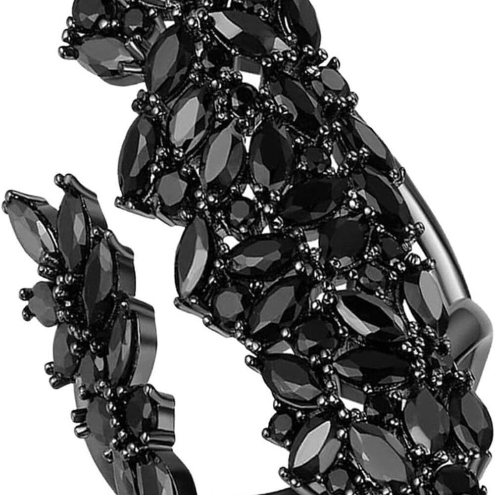 Black Rhinestone Cocktail Statement Ring For Wome… - image 1